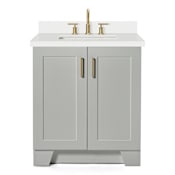 Ariel Taylor 30" Free Standing Single Basin Vanity Set with Hardwood Cabinet, Quartz Vanity Top, and Rectangular Bathroom Sink Gray