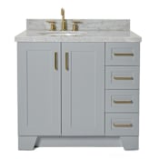 Ariel Taylor 36" Free Standing Single Basin Vanity Set with Cabinet and Marble Vanity Top Grey