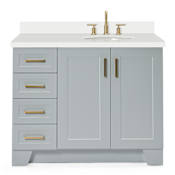 Ariel Taylor 42" Free Standing Single Basin Vanity Set with Hardwood Cabinet, Quartz Vanity Top, and Oval Bathroom Sink Gray
