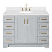 Ariel Taylor 48" Free Standing Single Basin Vanity Set with Cabinet, Quartz Vanity Top, and Oval Bathroom Sink Grey