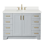 Ariel Taylor 48" Free Standing Single Basin Vanity Set with Hardwood Cabinet, Quartz Vanity Top, and Oval Bathroom Sink Gray