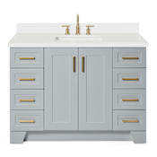 Ariel Taylor 48" Free Standing Single Basin Vanity Set with Hardwood Cabinet, Quartz Vanity Top, and Rectangular Bathroom Sink Gray