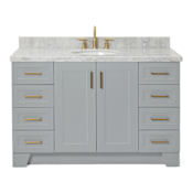 Ariel Taylor 54" Free Standing Single Basin Vanity Set with Cabinet and Marble Vanity Top Grey