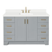 Ariel Taylor 54" Free Standing Single Basin Vanity Set with Hardwood Cabinet, Quartz Vanity Top, and Rectangular Bathroom Sink Gray