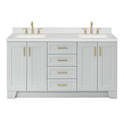 Ariel Taylor 66" Free Standing Double Basin Vanity Set with Cabinet, Quartz Vanity Top, and Rectangular Bathroom Sinks Grey