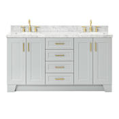 Ariel Taylor 66" Free Standing Double Basin Vanity Set with Cabinet and Marble Vanity Top Grey