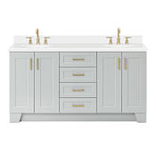Ariel Taylor 66" Free Standing Double Basin Vanity Set with Cabinet and Quartz Vanity Top Grey