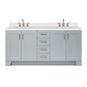 Ariel Taylor 72" Free Standing Double Basin Vanity Set with Hardwood Cabinet, Quartz Vanity Top, and Rectangular Bathroom Sink Gray