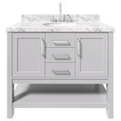 Ariel Bayhill 42" Free Standing Single Basin Vanity Set with Cabinet and Marble Vanity Top Grey