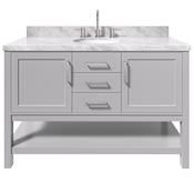 Ariel Bayhill 54" Free Standing Single Basin Vanity Set with Cabinet and Marble Vanity Top Grey