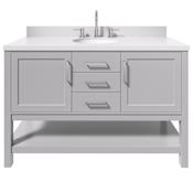 Ariel Bayhill 54" Free Standing Single Basin Vanity Set with Cabinet and Quartz Vanity Top Grey