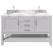 Ariel Bayhill 60" Free Standing Double Basin Vanity Set with Cabinet and Marble Vanity Top Grey