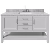 Ariel Bayhill 60" Free Standing Single Basin Vanity Set with Cabinet and Marble Vanity Top Grey