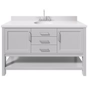 Ariel Bayhill 60" Free Standing Single Basin Vanity Set with Cabinet and Quartz Vanity Top Grey