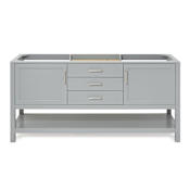 Ariel Bayhill 72" Double Free Standing Vanity Cabinet Only - Less Vanity Top Grey