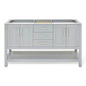 Ariel Magnolia 60" Double Free Standing Vanity Cabinet Only - Less Vanity Top Grey