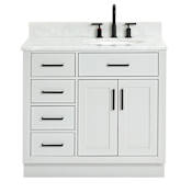 Ariel Hepburn 36" Free Standing Single Basin Vanity Set with Cabinet and Marble Vanity Top Grey