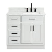 Ariel Hepburn 36" Free Standing Single Basin Vanity Set with Cabinet and Marble Vanity Top Grey