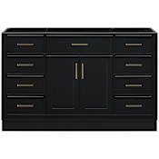 Ariel Hepburn 54" Single Free Standing Vanity Cabinet Only - Less Vanity Top Black / Satin Brass Hardware
