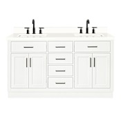 Ariel Hepburn 61" Free Standing Double Basin Vanity Set with Cabinet and Quartz Vanity Top White