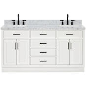 Ariel Hepburn 67" Free Standing Double Basin Vanity Set with Cabinet and Marble Vanity Top White