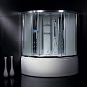 Ariel Platinum 90" Steam Shower Enclosure and Whirlpool Bath Tub with Shower System White