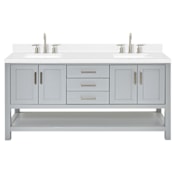 Ariel Magnolia 72" Free Standing Double Basin Vanity Set with Cabinet, Quartz Vanity Top, and Rectangular Sink Grey