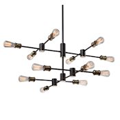 Artcraft Lighting Tribeca 12 Light 36" Wide Abstract Sputnik Chandelier Matte Black / Satin Brass