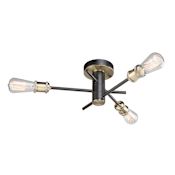 Artcraft Lighting Tribeca 3 Light 18-1/2" Wide Flush Mount Ceiling Fixture Matte Black / Satin Brass