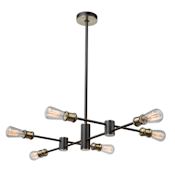 Artcraft Lighting Tribeca 6 Light 37" Wide Abstract Sputnik Chandelier Matte Black / Satin Brass