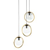 Artcraft Lighting Lugano 3 Light 17" Wide Multi Light Pendant Black / Vintage Brass
