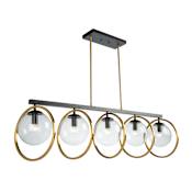Artcraft Lighting Lugano 5 Light 44" Wide Linear Chandelier Black / Vintage Brass