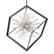 Artcraft Lighting Sunburst 8 Light 32" Wide Pendant Matte Black / Chrome