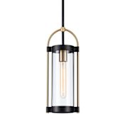 Artcraft Lighting Bonita 6" Wide Mini Pendant Black / Brushed Brass / Clear