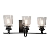 Artcraft Lighting Castara 3 Light 22" Wide Vanity Light with Clear Glass Shades Black / Brass