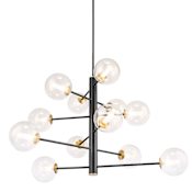 Artcraft Lighting Aurelia 34" Wide Chandelier Black / Brushed Brass / White