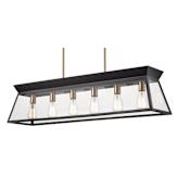Artcraft Lighting Lucian 6 Light 42" Wide Linear Chandelier Black / Brushed Brass
