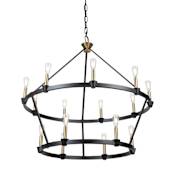 Artcraft Lighting Notting Hill 36" Wide Ring Chandelier Black / Brushed Brass