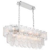 Artcraft Lighting Bianca 12 Light 32" Wide Crystal Linear Pendant Polished Nickel / Crystalline