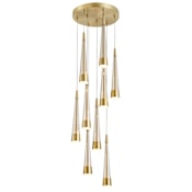 Artcraft Lighting Sunnyvale 9 Light 16" Wide LED Multi Light Pendant Brass / Clear