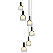 Artcraft Lighting Juna 6 Light 25" Wide Multi Light Pendant Black / Volcanic Black Travertine