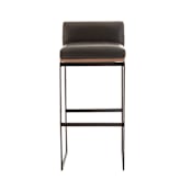 Arteriors 16" Wide Iron Framed Leather Bar Stool Graphite