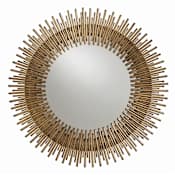 Arteriors Prescott 30-1/2" Diameter Circular / Sunburst Framed Accent Mirror Antiqued Gold Leaf