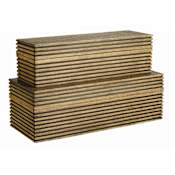 Arteriors Trinity 2 Piece Wood Chest Set Light Brown