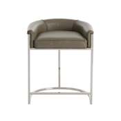 Arteriors Calvin 29" Tall Metal Frame Leather Upholstered Bar Stool Dove