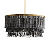 Arteriors Baja 3 Light 30" Wide Beaded Drum Chandelier Antique Brass / Dark Gray Wash