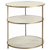 Arteriors Percy 28 Inch Diameter Mirror Top Iron End Table Antique Brass