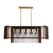 Arteriors Valencia 5 Light 49" Wide Linear Chandelier Antique Brass / Dark Walnut Stained