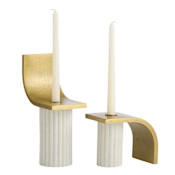 Arteriors Ivanna Rice Stone Table Taper Decorative Candle Holders - Set of 2 Ivory