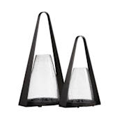 Arteriors Dayton Hurricanes Glass and Iron Lantern Candleholder - Set of 2 Clear